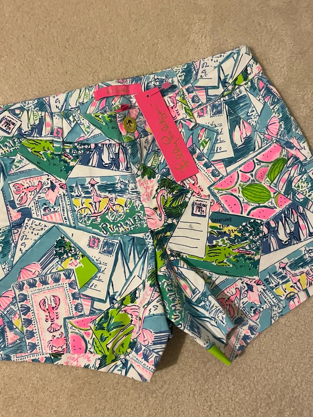 Lilly Pulitzer “Wish you was here” shorts size 0 NWT